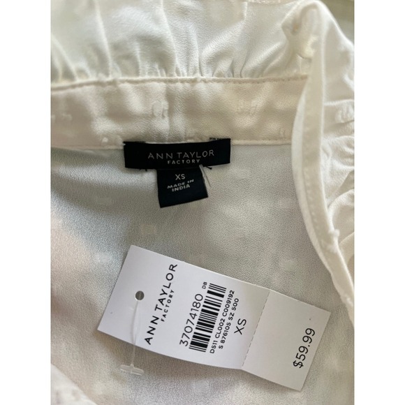 Ann Taylor Sleeveless Ruffle Collar Button Down Blouse Top XS NWT - Picture 4 of 5